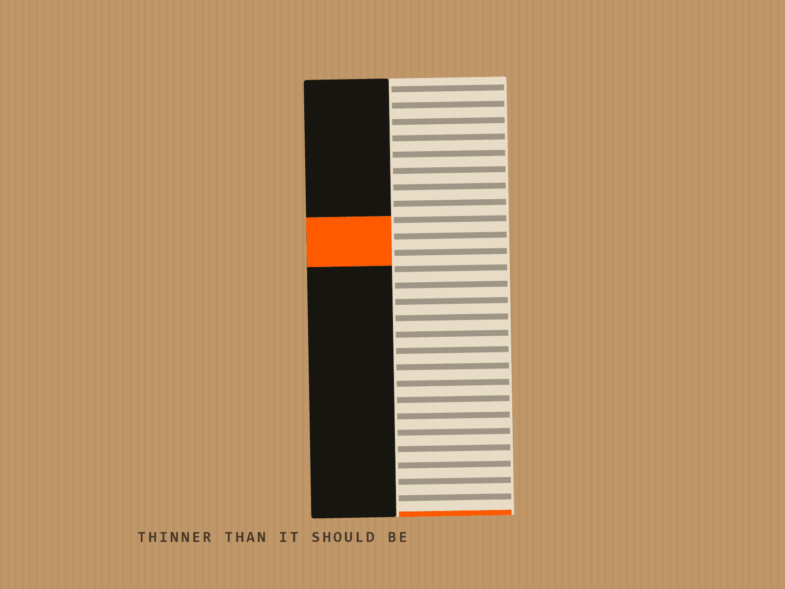The spine of the book, seen from the side.