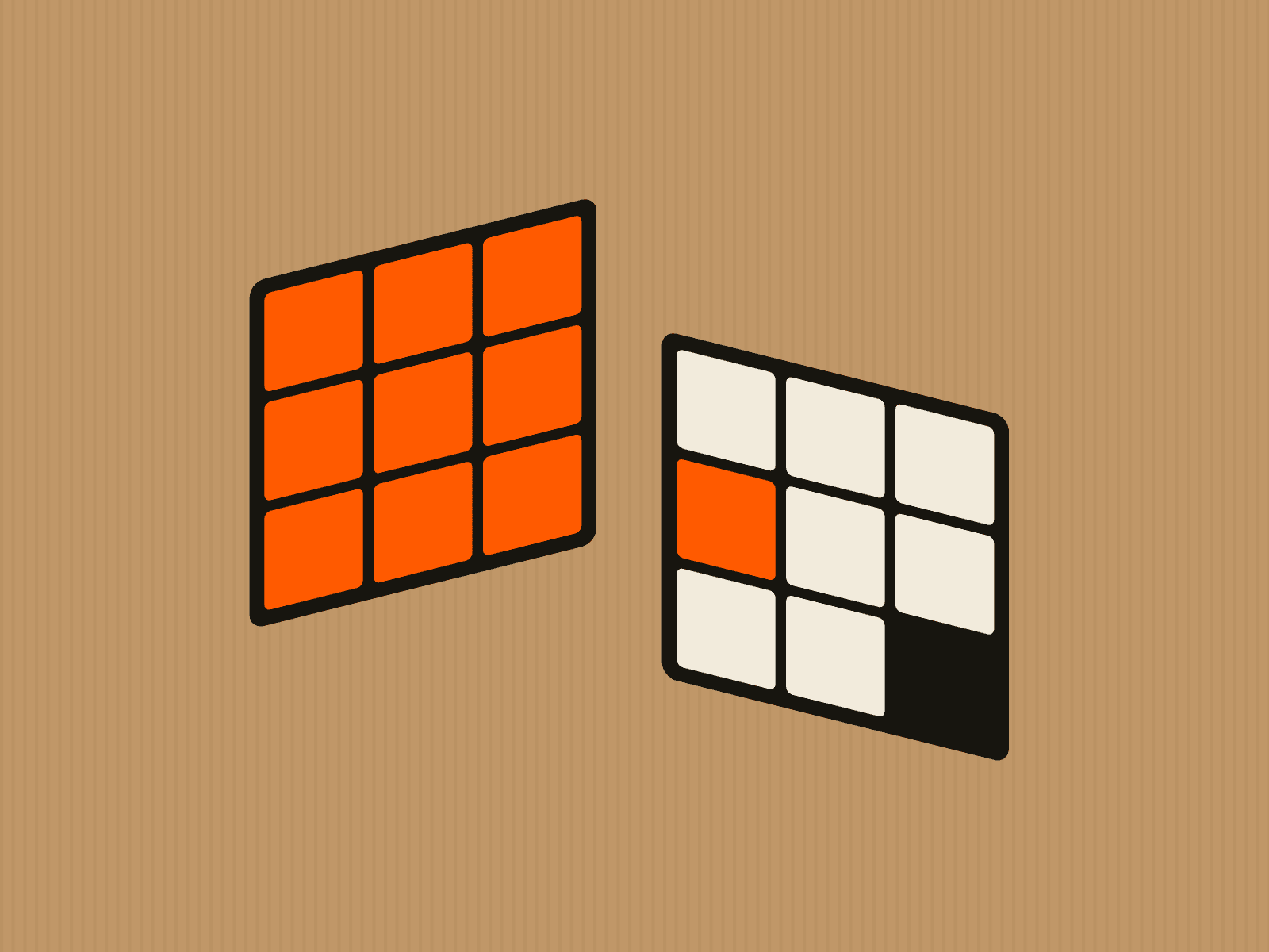 The cube seen edge-on, showing two faces at once.